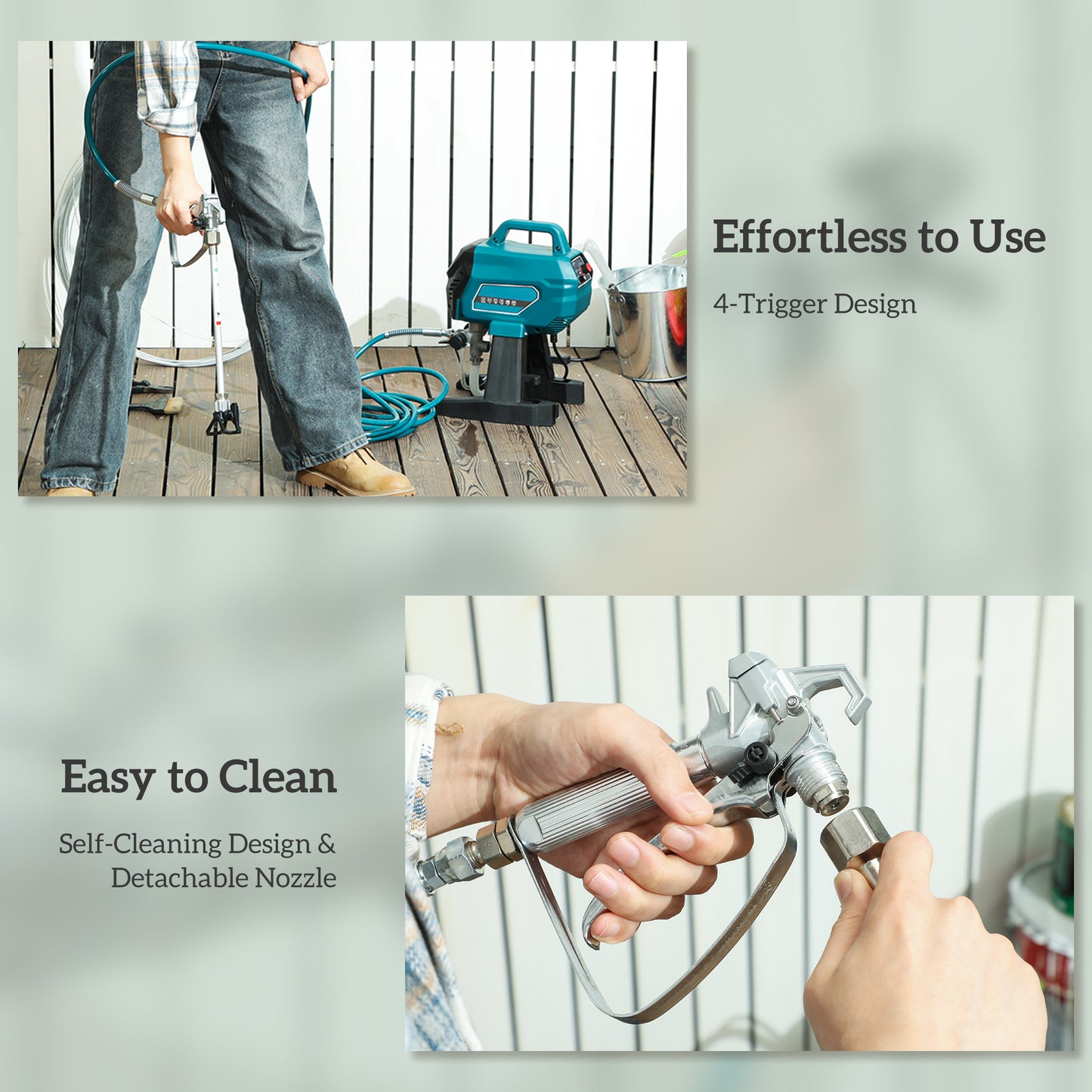 HOMCOM Airless Paint Sprayer, Thinning-Free, Electric√Ø¬ª¬ø Fence Paint Sprayer for Exterior and Interior DIY Painting Projects, Wall Spray Gun Machine, Household Use, 1.5L/min, 200 Bar, 7.5 m Hose