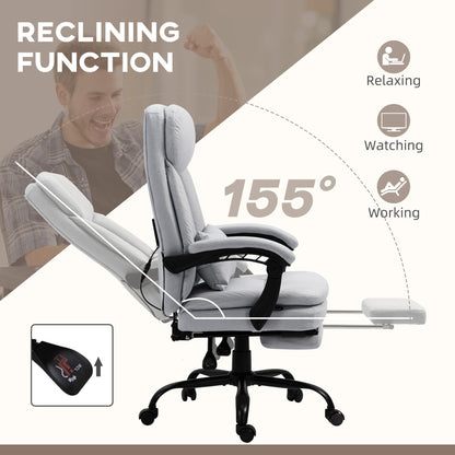 Vinsetto Office Chair, Ergonomic Desk Chair with 6-Point Vibration Massage and Lumbar Heating, Computer Chair with Lumbar Support Pillow, 155¡ Reclining Back and Footrest, Grey