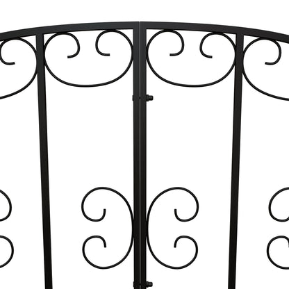 Outsunny 1.2M Metal Decorative Scrollwork Arch Garden Bridge, Black