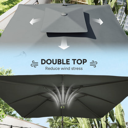 Outsunny 3m gruby materiałowy parasol ogrodowy z podstawą krzyżową - szary