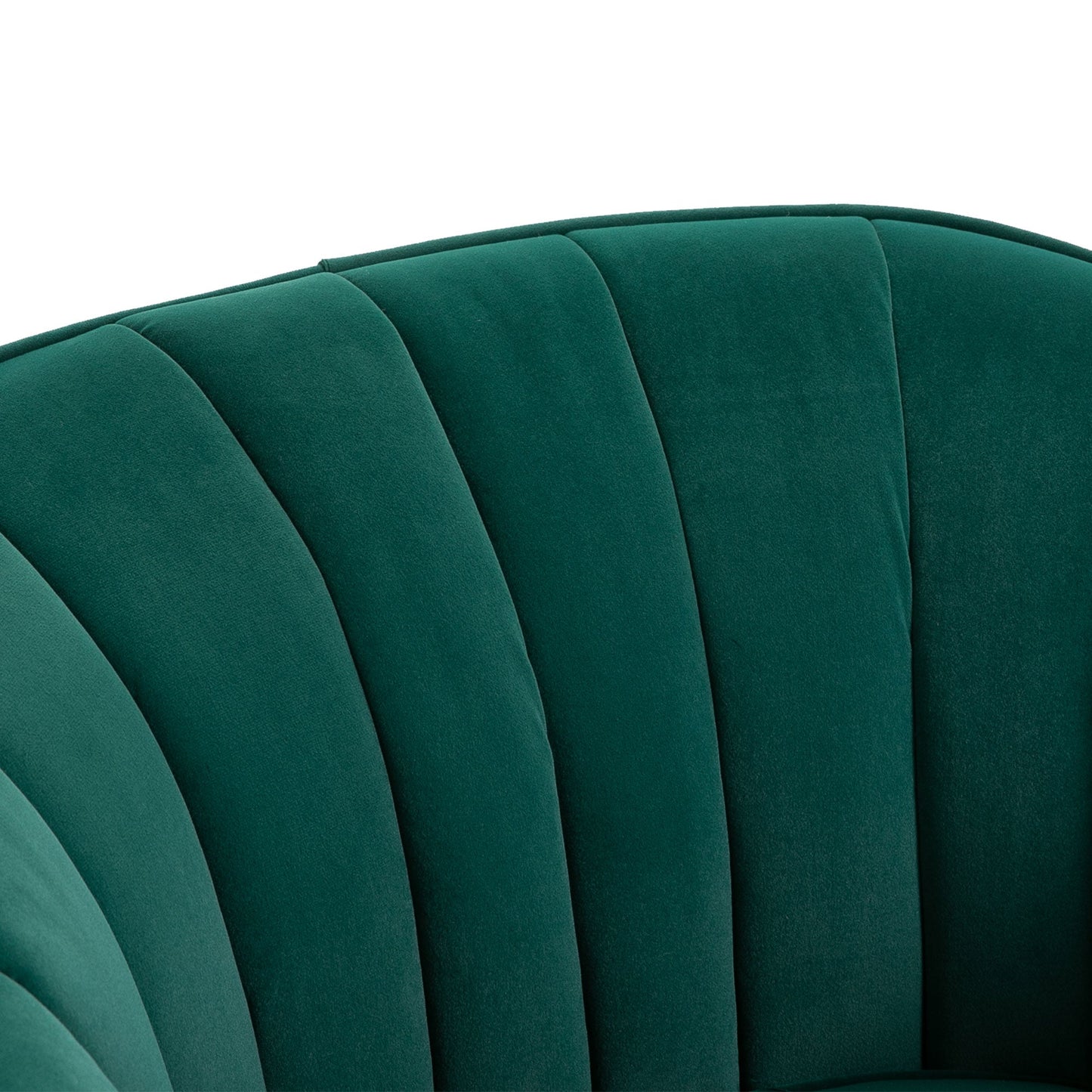 Retro Style Velvet-Feel Tub Armchair, with Gold Tone Legs - Green