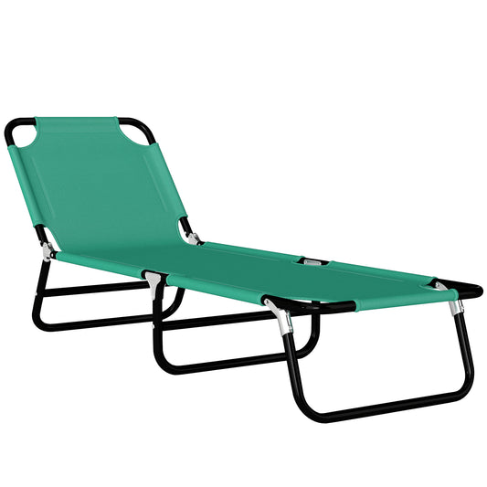 Outsunny Foldable Sun Lounger with 5-Position Adjustable Backrest in Green
