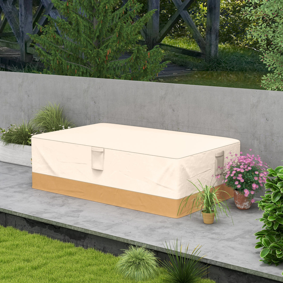 Outsunny Garden Furniture Covers Waterproof, 600D Oxford Outdoor Furniture Cover with 4 Air Vents, 275 x 208 x 78 cm, Beige