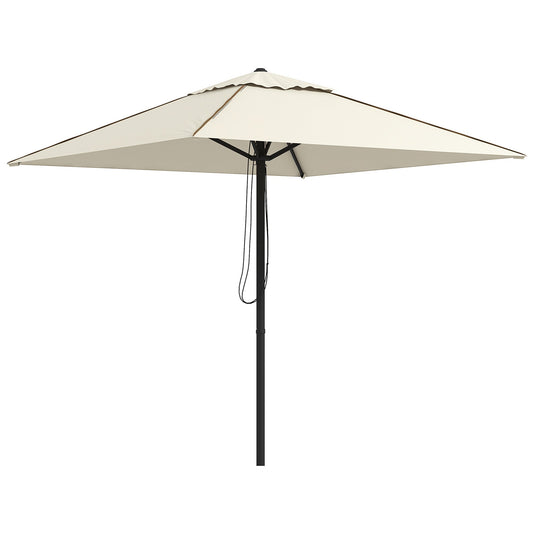 Outsunny 215cm kwadratowy parasol z baldachimem, z kontrastową lamówką - beżowy/brązowy