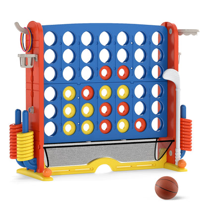 Jumbo 4-in-a Row Game Set with Basketball Hoop and 42 Rings-Navy