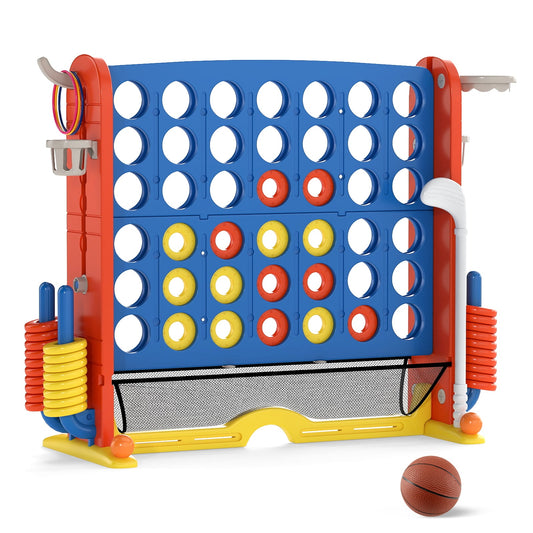 Jumbo 4-in-a Row Game Set with Basketball Hoop and 42 Rings-Navy