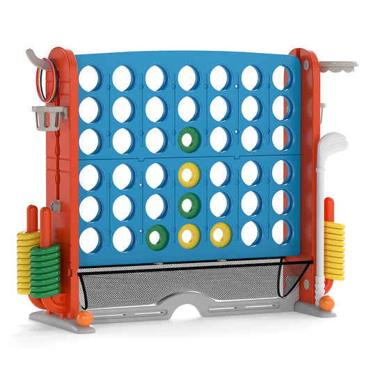 Jumbo 4-in-a Row Game Set with Basketball Hoop and 42 Rings-Light Blue