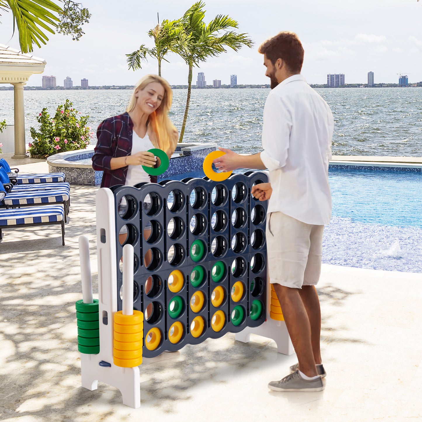 Jumbo 4-to-Score Giant Game Set with 42 Jumbo Rings and Quick-Release Slider