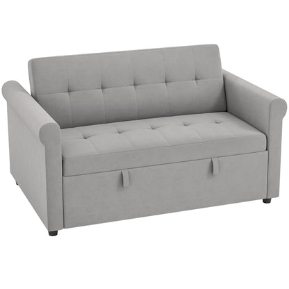 HOMCOM Two-Seater Velvet-Feel Sofa Bed - Grey