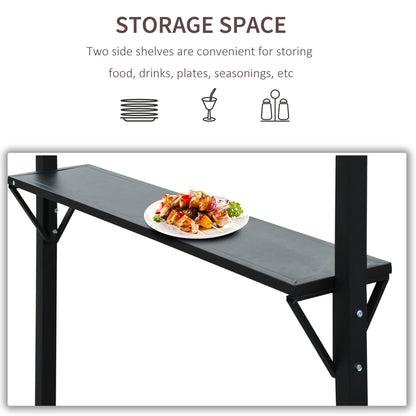 Outsunny 2,4 x 1,5 m (8' x 5') Grill Gazebo Canopy z rozkładanymi bocznymi markizami, zadaszenie na zewnątrz BBQ Gazebo Shelter z 2 bocznymi półkami do ogrodu, na patio, na grilla, na piknik, do kawiarni