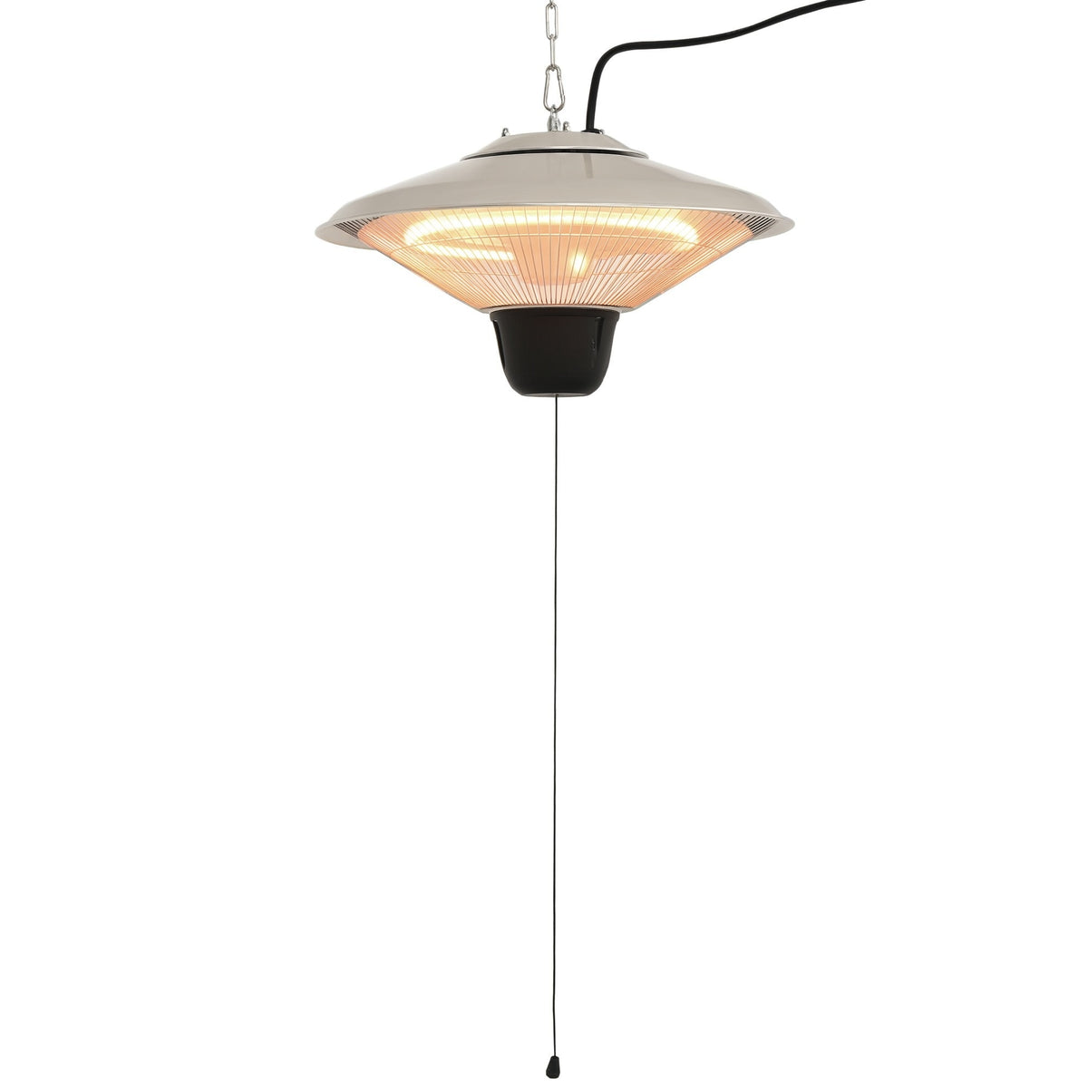 Outsunny 1500W Outdoor Heater Outdoor Ceiling Mounted Aluminium Halogen Electric Hanging Heating Light Pull Switch Control