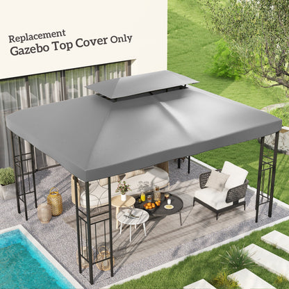 غطاء بديل لمظلة Gazebo مقاس 3 × 4 أمتار من Outsunny، غطاء علوي مكون من طبقتين للسقف ومظلة واقية من الأشعة فوق البنفسجية للحديقة والفناء الخارجي، رمادي فاتح (الغطاء العلوي فقط)