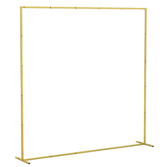Outsunny Wedding Arch Backdrop Stand, Square Metal Arch Frame with U-shaped Stakes, Gold Wedding Arch, 6.6 FT