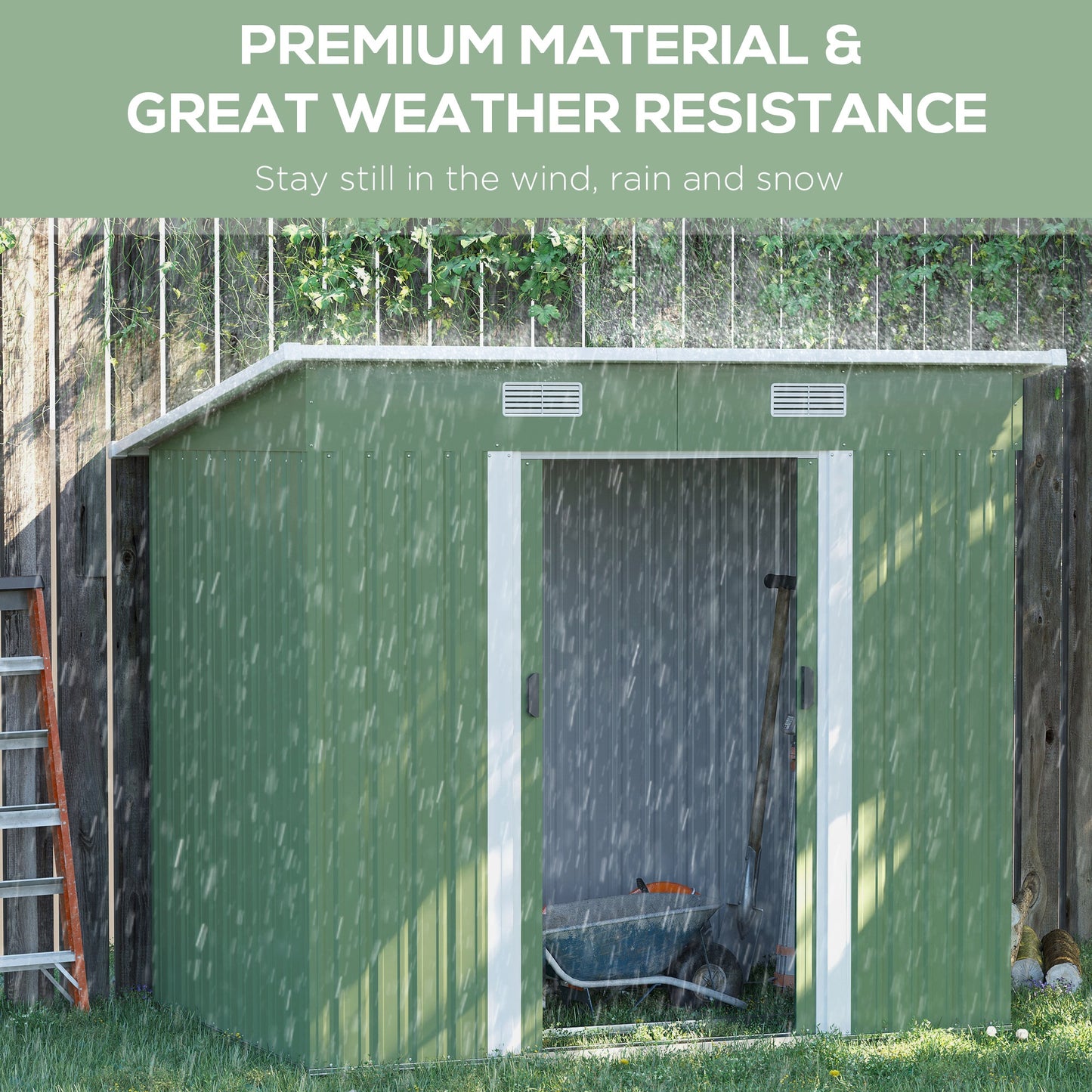 Outsunny 7 x 4ft Outdoor Garden Metal Storage Shed, Skrzynia na narzędzia do ogrodu, patio i trawnika, jasnozielona