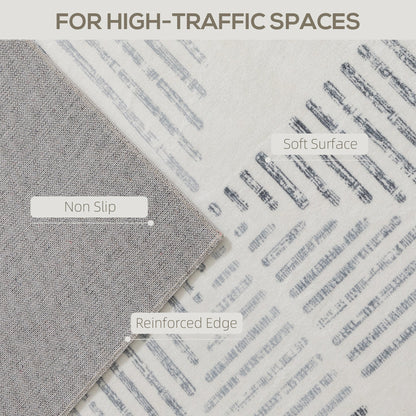 HOMCOM Modern Area Rug, Geometric Pattern Non-Slip Washable Rug, Soft Floor Carpet for Living Room, Bedroom, Dining Room, Home Office, 290 x 200 cm, Grey