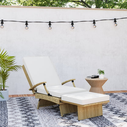Outsunny 80√Ç¬∞ Reclining Rattan Lounger - White/Beige