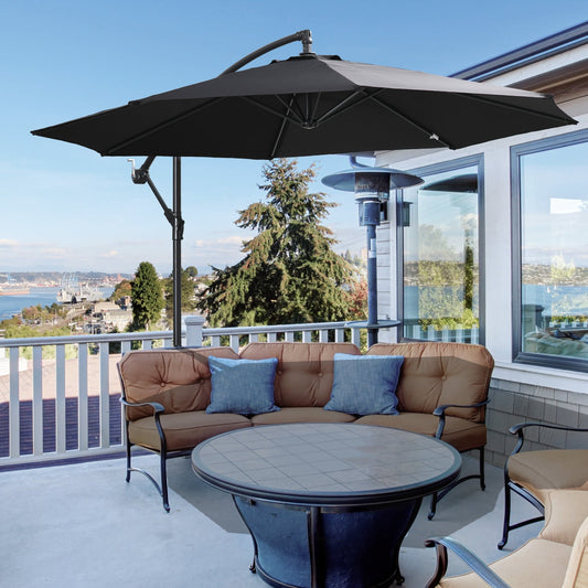 Outsunny 2,45 m parasol wysięgnikowy z podstawą krzyżową - czarny