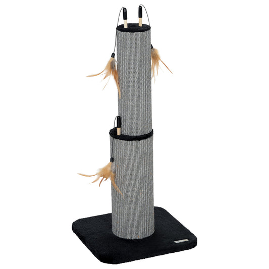 PawHut 78cm 2w1 drapak dla kota z 3 piórami zabawek, czarny