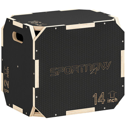 SPORTNOW Non-Slip Plyo Box, Corner-free Wooden Jump Box, 31 x 36 x 41 cm