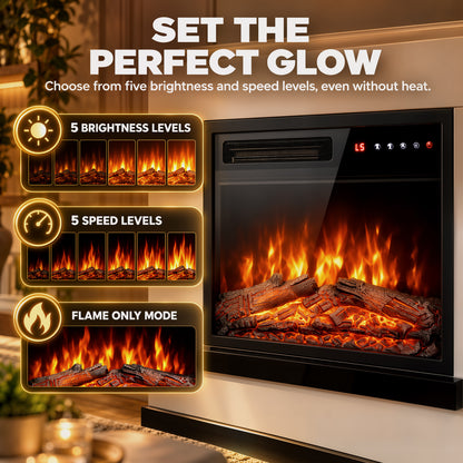 HOMCOM Freestanding Electric Fireplace Suite, Electric Fire and Surround, Adjustable Flame Effect, Remote, Timer, 900W/1800W