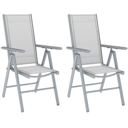 Outsunny Set of Two Aluminium Folding Chairs - Light Grey