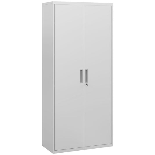 HOMCOM Metal Filing Cabinet Lockable Office Storage Cabinet with 5 Adjustable Shelf, White