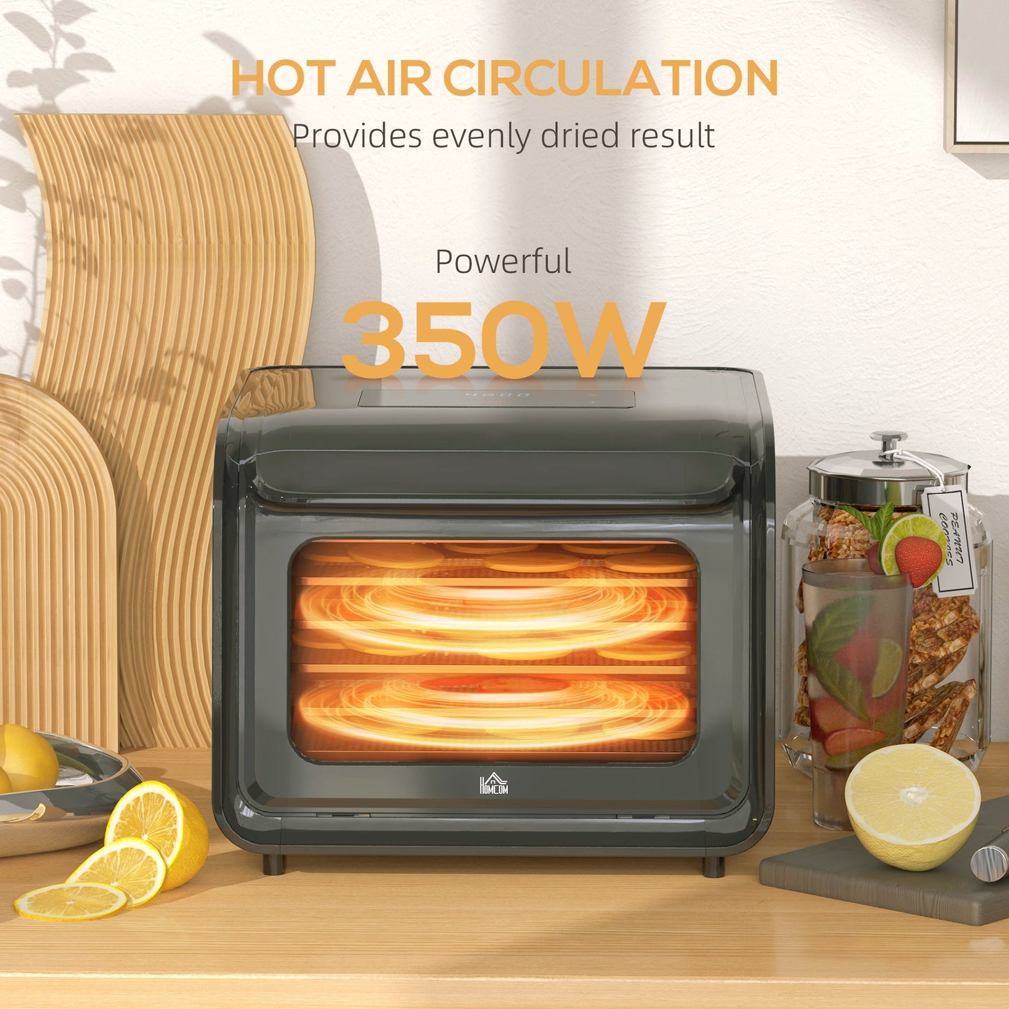 مجفف الطعام HOMCOM 35-70√Ç¬∞C بستة صواني - أسود