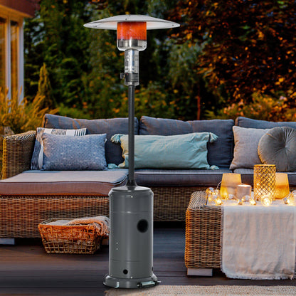 Outsunny 12.5KW Outdoor Gas Patio Heater Freestanding Propane Heater with Wheels, Dust Cover, Regulator and Hose, Charcoal Grey