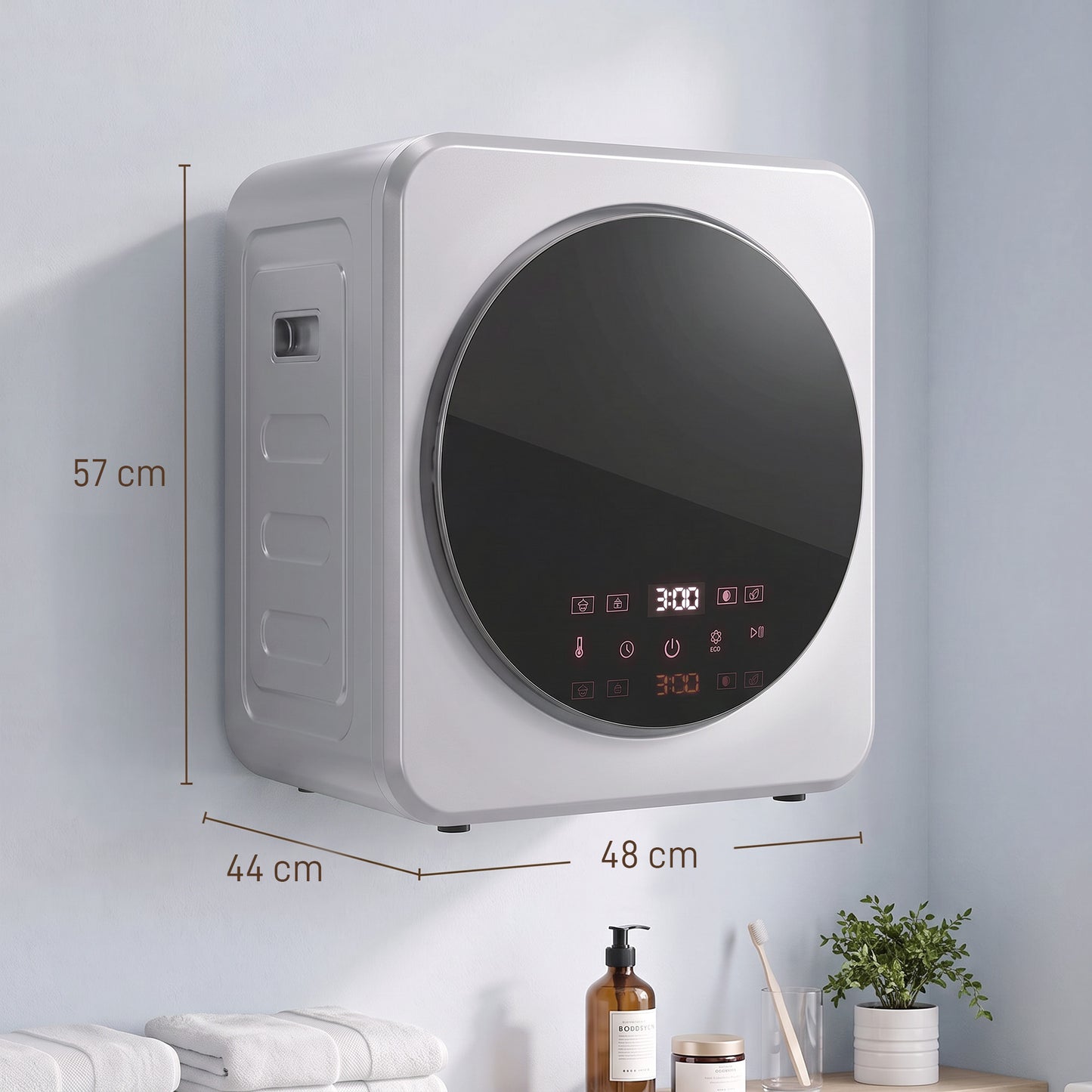 HOMCOM Vented Tumble Dryer, 4 kg Front Tumble Dryer with Stainless Steel Tub, 800W Compact Freestanding, Silver
