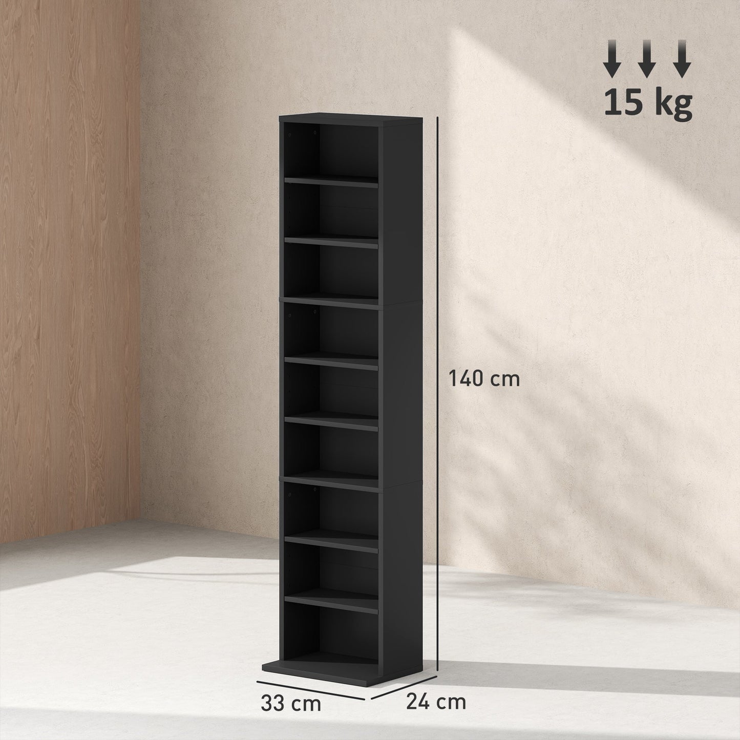 HOMCOM 260 Narrow CD Storage Unit - Black