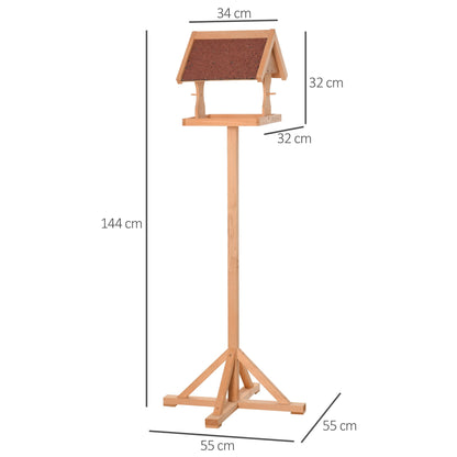 PawHut Wooden Bird Table Wild Bird Feeding Station Freestanding Feeder for Garden Outdoor 55 x 55 x 144cm