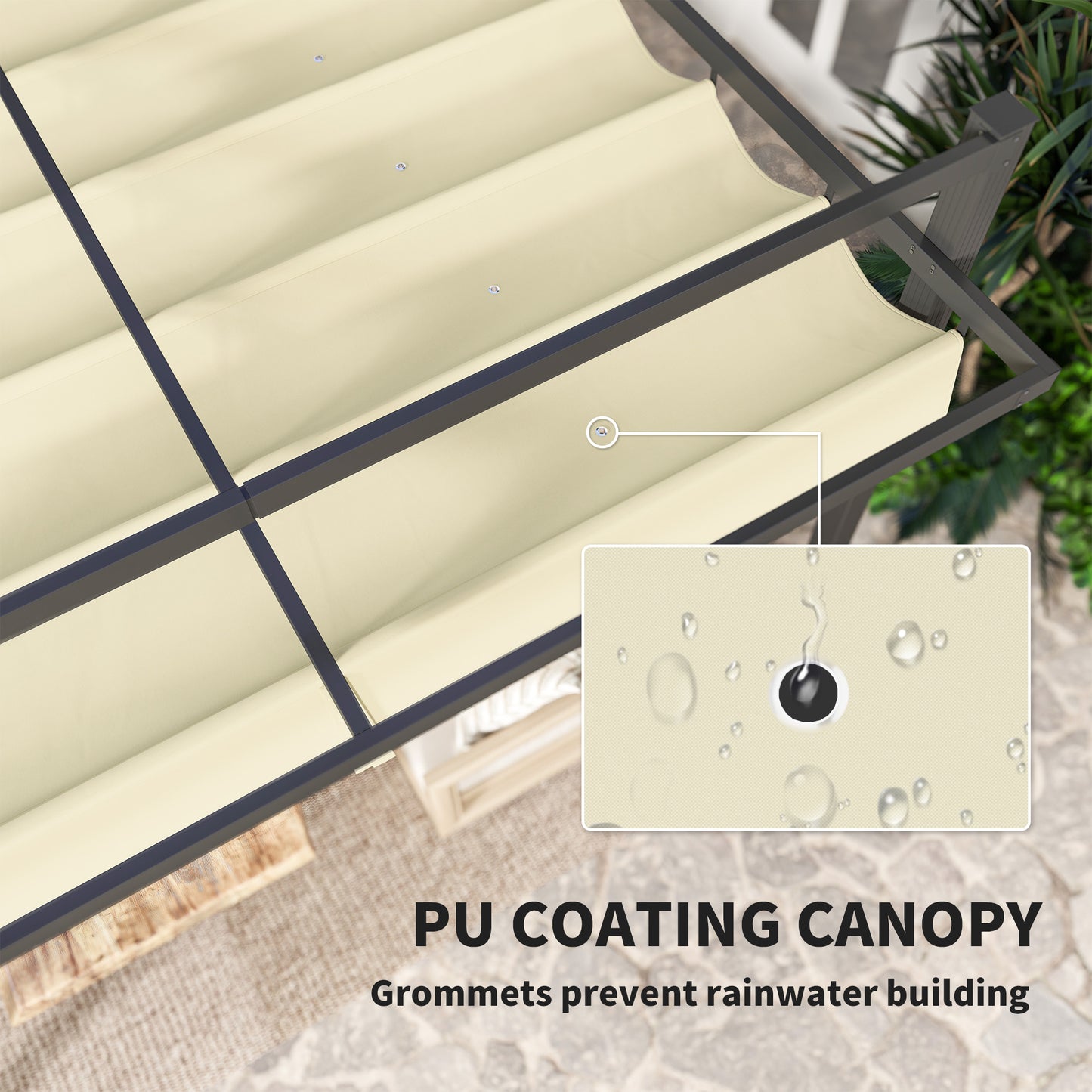 Pergola aluminiowa Outsunny 3 x 3 m z rozsuwanym dachem – szara/khaki