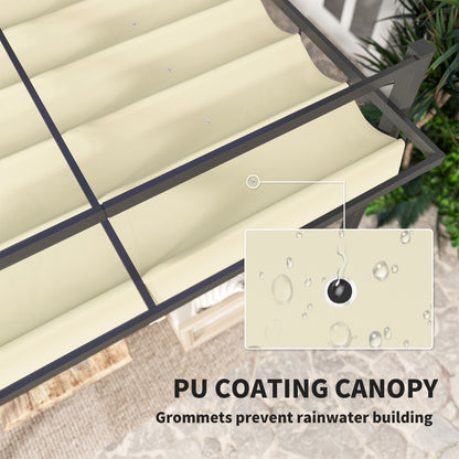 Pergola aluminiowa Outsunny 3 x 3 m z rozsuwanym dachem – szara/khaki