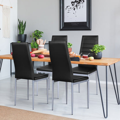 Set of 4 Armless Upholstered Dining Chairs with High Back-Black