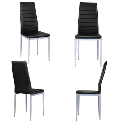 Set of 4 Armless Upholstered Dining Chairs with High Back-Black