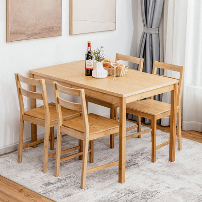 Pieces Dining Room Set with Non-slip Foot Pads-Natural