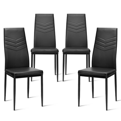 4 PCS Armless Side Chairs with Upholstered Cushion and Sturdy Metal Frame-Black
