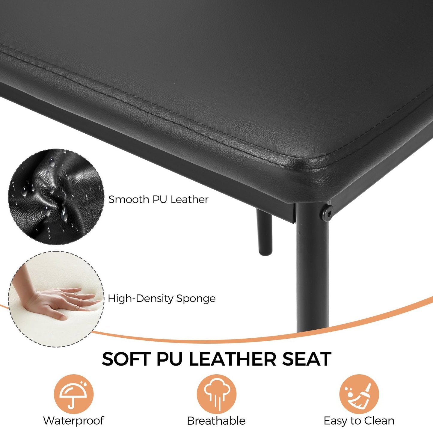 4 PCS Armless Side Chairs with Upholstered Cushion and Sturdy Metal Frame-Black