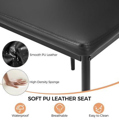 4 PCS Armless Side Chairs with Upholstered Cushion and Sturdy Metal Frame-Black