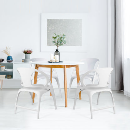 Set of 2 Folding Chair with Backrest and Armrest-White