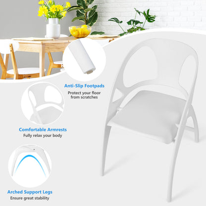 Set of 2 Folding Chair with Backrest and Armrest-White