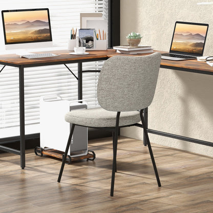 Modern Fabric Dining Chair Set of 2 with Linen Fabric-Grey