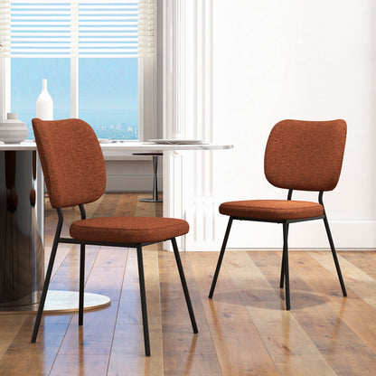 Modern Fabric Dining Chair Set of 2 with Linen Fabric-Orange