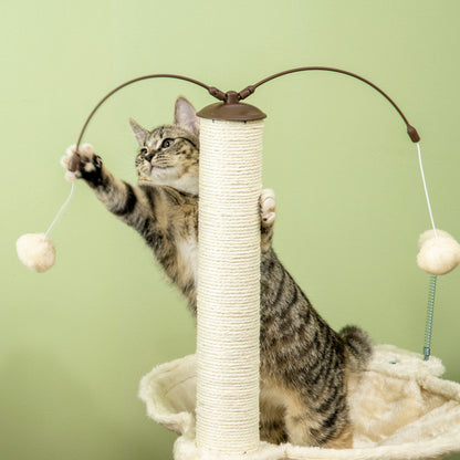 PawHut Cat Tree, with Scratching Posts, Hammock, Toy Ball - Beige