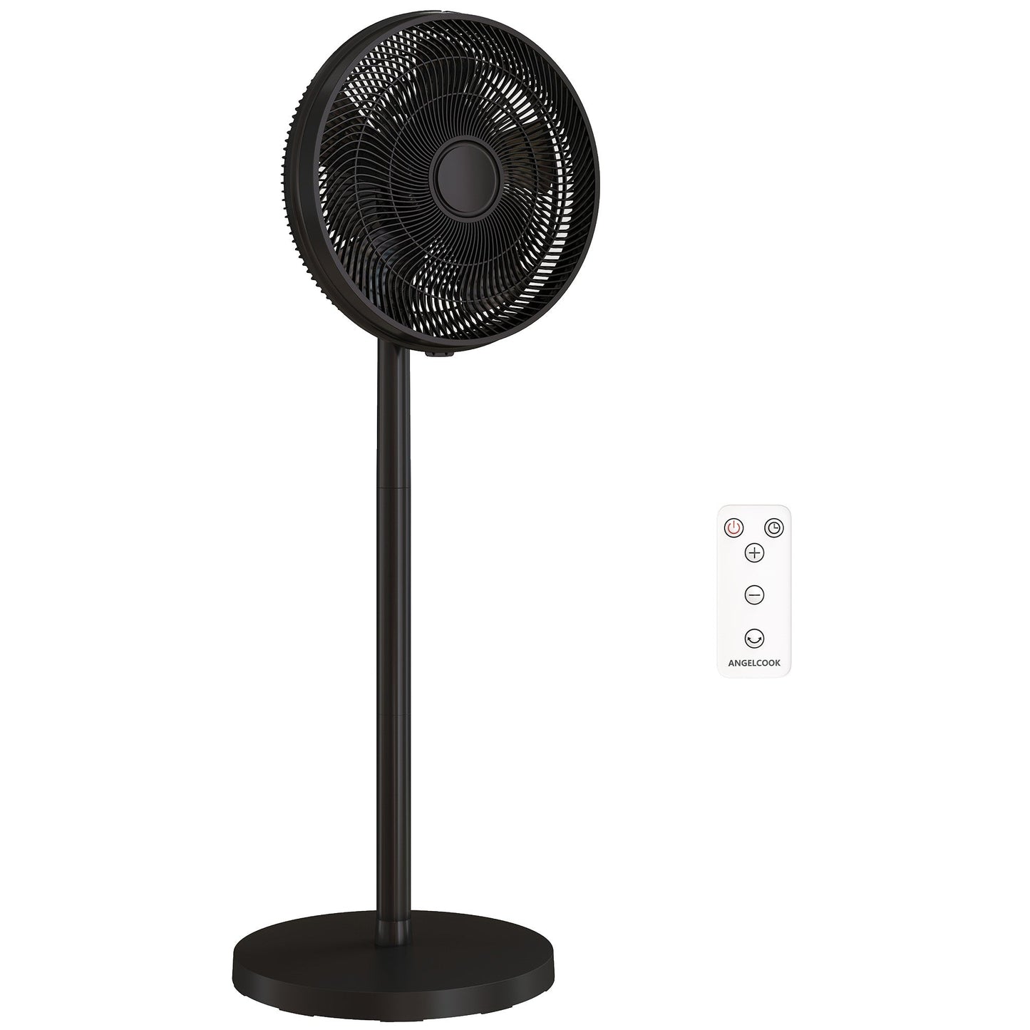 HOMCOM 40 cm Standing Fan, Cooling Floor Fan with 80 degrees Oscillating, Adjustable Tilt and Height, 4 Speed, Remote Control, Black