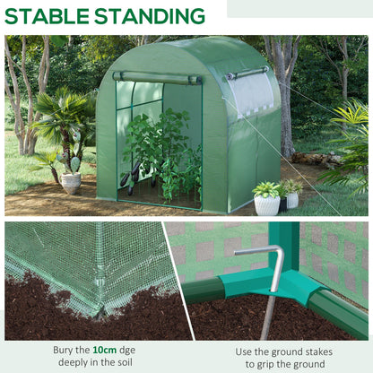 دفيئة Outsunny Walk in Polytunnel، دفيئة للحديقة مع نافذة وباب قابلين للطي، 1.8 × 1.8 × 2 متر، أخضر