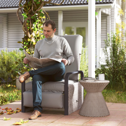 Outsunny 140√Ç¬∞ Reclining Rattan Armchair - Mixed Grey