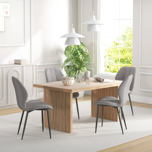 HOMCOM Set of Four Flannel Relaxed Tub Dining Chairs - Light Blue