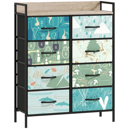 HOMCOM 8-Drawer Chest of Drawers - Blue