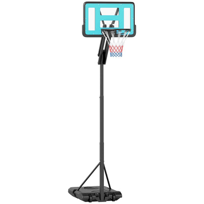 SPORTNOW Fully Adjustable Basketball Hoop Outdoor, 146-236cm Basketball Hoop and Stand with Weighted Base and Shatterproof Backboard, Portable on Wheels for Junior, Adults